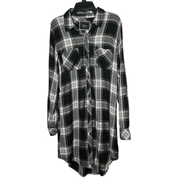 Rails Black & White Plaid Flannel Fall Autumn Button Down Shirt Dress Size XS - Picture 1 of 14